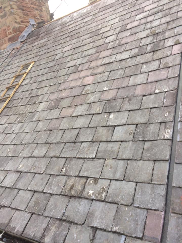 Close-up of natural slate tiles